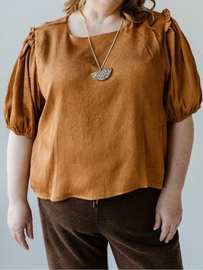 Mikarose Crinkle Puff Sleeve Top